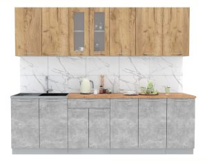 ГОТОВАЯ КУХНЯ МИЛА 2,6 (ДУБ ЗОЛОТОЙ/ БЕТОН)