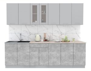 ГОТОВАЯ КУХНЯ МИЛА 2,6 (СЕРЕБРО/ БЕТОН)