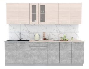 ГОТОВАЯ КУХНЯ МИЛА 2,6 (ВУДЛАЙН КРЕМОВЫЙ/ БЕТОН)