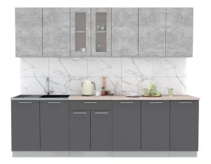 ГОТОВАЯ КУХНЯ МИЛА 2,6 (БЕТОН/ АНТРАЦИТ)