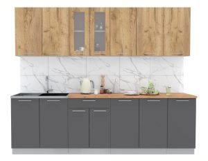 ГОТОВАЯ КУХНЯ МИЛА 2,6 (ДУБ ЗОЛОТОЙ/ АНТРАЦИТ)