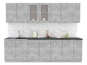 ГОТОВАЯ КУХНЯ МИЛА 2,7 (БЕТОН/ БЕТОН)