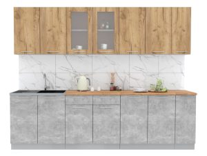 ГОТОВАЯ КУХНЯ МИЛА 2,7 (ДУБ ЗОЛОТОЙ/ БЕТОН)