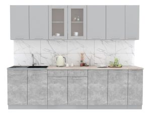 ГОТОВАЯ КУХНЯ МИЛА 2,7 (СЕРЕБРО/ БЕТОН)