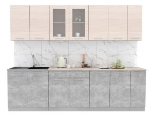 ГОТОВАЯ КУХНЯ МИЛА 2,7 (ВУДЛАЙН КРЕМОВЫЙ/ БЕТОН)