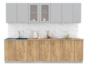 ГОТОВАЯ КУХНЯ МИЛА 2,7 (СЕРЕБРО/ ДУБ ЗОЛОТОЙ)