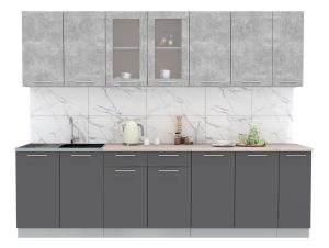 ГОТОВАЯ КУХНЯ МИЛА 2,7 (БЕТОН/ АНТРАЦИТ)