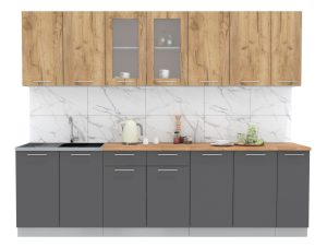 ГОТОВАЯ КУХНЯ МИЛА 2,7 (ДУБ ЗОЛОТОЙ/ АНТРАЦИТ)