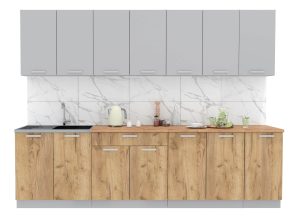 ГОТОВАЯ КУХНЯ ЛАЙТ 2,8 (СЕРЕБРО/ ДУБ ЗОЛОТОЙ)