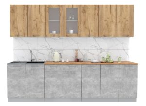 ГОТОВАЯ КУХНЯ МИЛА 2,8 (ДУБ ЗОЛОТОЙ/ БЕТОН)