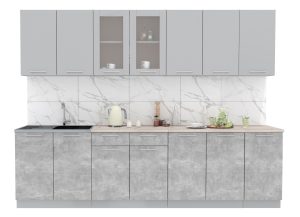 ГОТОВАЯ КУХНЯ МИЛА 2,8 (СЕРЕБРО/ БЕТОН)