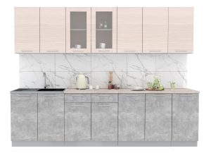 ГОТОВАЯ КУХНЯ МИЛА 2,8 (ВУДЛАЙН КРЕМОВЫЙ/ БЕТОН)