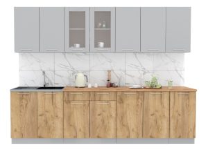 ГОТОВАЯ КУХНЯ МИЛА 2,8 (СЕРЕБРО/ ДУБ ЗОЛОТОЙ)