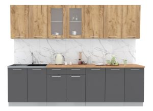 ГОТОВАЯ КУХНЯ МИЛА 2,8 (ДУБ ЗОЛОТОЙ/ АНТРАЦИТ)