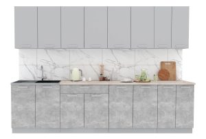 ГОТОВАЯ КУХНЯ ЛАЙТ 3,0 (СЕРЕБРО/ БЕТОН)