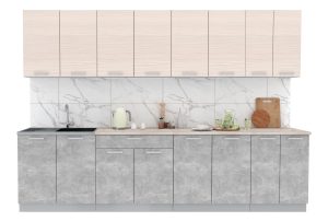 ГОТОВАЯ КУХНЯ ЛАЙТ 3,0 (ВУДЛАЙН КРЕМОВЫЙ/ БЕТОН)