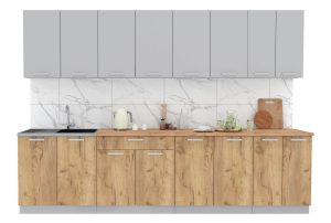 ГОТОВАЯ КУХНЯ ЛАЙТ 3,0 (СЕРЕБРО/ ДУБ ЗОЛОТОЙ)