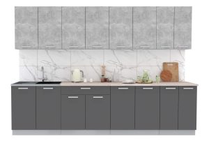 ГОТОВАЯ КУХНЯ ЛАЙТ 3,0 (БЕТОН/ АНТРАЦИТ)