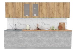 ГОТОВАЯ КУХНЯ МИЛА 3,0 (ДУБ ЗОЛОТОЙ/ БЕТОН)