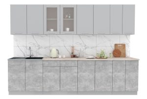 ГОТОВАЯ КУХНЯ МИЛА 3,0 (СЕРЕБРО/ БЕТОН)