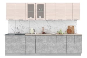 ГОТОВАЯ КУХНЯ МИЛА 3,0 (ВУДЛАЙН КРЕМОВЫЙ/ БЕТОН)