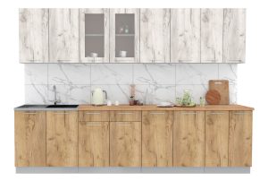 ГОТОВАЯ КУХНЯ МИЛА 3,0 (ДУБ БЕЛЫЙ/ ДУБ ЗОЛОТОЙ)