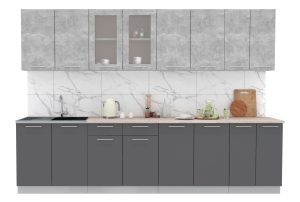 ГОТОВАЯ КУХНЯ МИЛА 3,0 (БЕТОН/ АНТРАЦИТ)