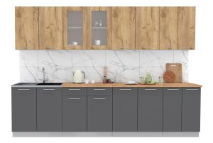 ГОТОВАЯ КУХНЯ МИЛА 3,0 (ДУБ ЗОЛОТОЙ/ АНТРАЦИТ)