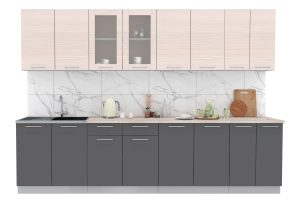 ГОТОВАЯ КУХНЯ МИЛА 3,0 (ВУДЛАЙН КРЕМОВЫЙ/ АНТРАЦИТ)