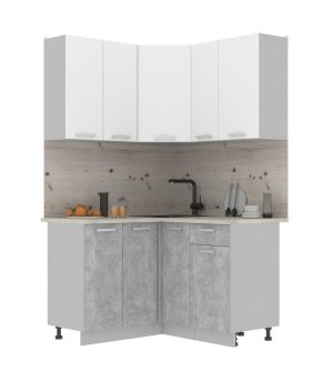 ГОТОВАЯ КУХНЯ ЛАЙТ 1,2X1,3 (БЕЛЫЙ/ БЕТОН)