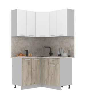 ГОТОВАЯ КУХНЯ ЛАЙТ 1,2X1,3 (БЕЛЫЙ/ ДУБ СЕРЫЙ)