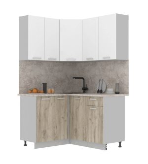 ГОТОВАЯ КУХНЯ ЛАЙТ 1,2X1,4 (БЕЛЫЙ/ ДУБ СЕРЫЙ)