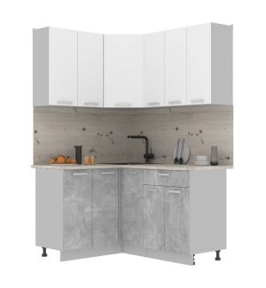 ГОТОВАЯ КУХНЯ ЛАЙТ 1,2X1,5 (БЕЛЫЙ/ БЕТОН)