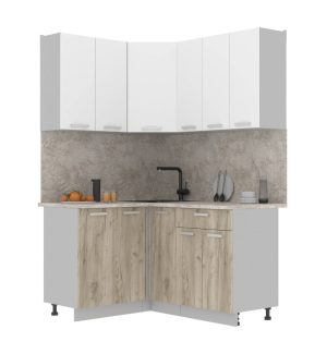 ГОТОВАЯ КУХНЯ ЛАЙТ 1,2X1,5 (БЕЛЫЙ/ ДУБ СЕРЫЙ)