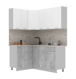 ГОТОВАЯ КУХНЯ ЛАЙТ 1,2X1,7 (БЕЛЫЙ/ БЕТОН)