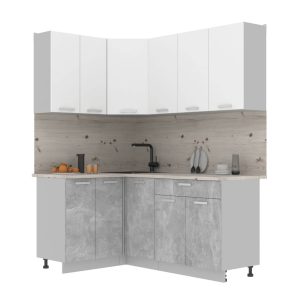 ГОТОВАЯ КУХНЯ ЛАЙТ 1,2X1,8 (БЕЛЫЙ/ БЕТОН)