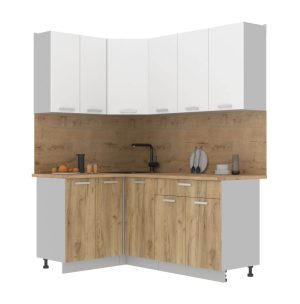 ГОТОВАЯ КУХНЯ ЛАЙТ 1,2X1,8 (БЕЛЫЙ/ ДУБ ЗОЛОТОЙ)