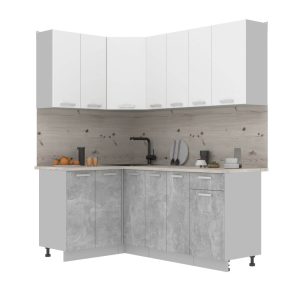 ГОТОВАЯ КУХНЯ ЛАЙТ 1,2X1,9 (БЕЛЫЙ/ БЕТОН)