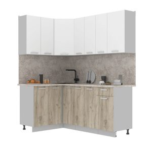 ГОТОВАЯ КУХНЯ ЛАЙТ 1,2X1,9 (БЕЛЫЙ/ ДУБ СЕРЫЙ)