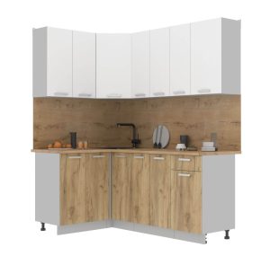 ГОТОВАЯ КУХНЯ ЛАЙТ 1,2X1,9 (БЕЛЫЙ/ ДУБ ЗОЛОТОЙ)