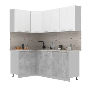 ГОТОВАЯ КУХНЯ ЛАЙТ 1,2X2,0 (БЕЛЫЙ/ БЕТОН)