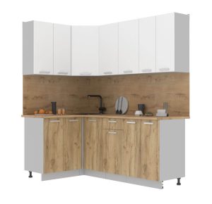 ГОТОВАЯ КУХНЯ ЛАЙТ 1,2X2,0 (БЕЛЫЙ/ ДУБ ЗОЛОТОЙ)