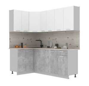 ГОТОВАЯ КУХНЯ ЛАЙТ 1,2X2,1 (БЕЛЫЙ/ БЕТОН)