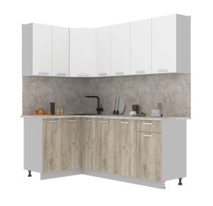 ГОТОВАЯ КУХНЯ ЛАЙТ 1,2X2,1 (БЕЛЫЙ/ ДУБ СЕРЫЙ)