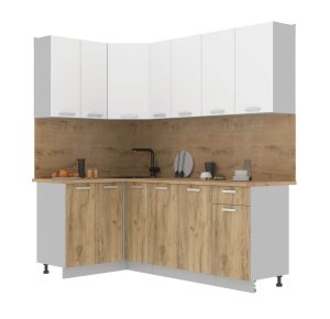 ГОТОВАЯ КУХНЯ ЛАЙТ 1,2X2,1 (БЕЛЫЙ/ ДУБ ЗОЛОТОЙ)