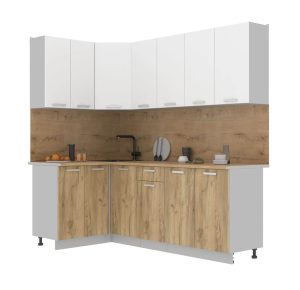 ГОТОВАЯ КУХНЯ ЛАЙТ 1,2X2,2 (БЕЛЫЙ/ ДУБ ЗОЛОТОЙ)