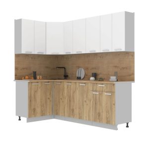 ГОТОВАЯ КУХНЯ ЛАЙТ 1,2X2,3 (БЕЛЫЙ/ ДУБ ЗОЛОТОЙ)