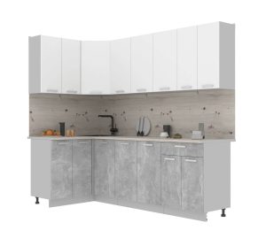 ГОТОВАЯ КУХНЯ ЛАЙТ 1,2X2,4 (БЕЛЫЙ/ БЕТОН)