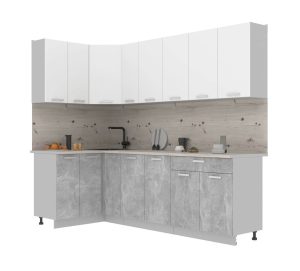 ГОТОВАЯ КУХНЯ ЛАЙТ 1,2X2,5 (БЕЛЫЙ/ БЕТОН)