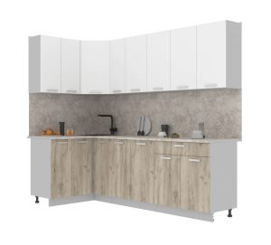 ГОТОВАЯ КУХНЯ ЛАЙТ 1,2X2,5 (БЕЛЫЙ/ ДУБ СЕРЫЙ)